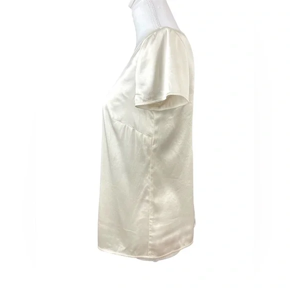 Armani Collezioni Silk Satin Stretch Ivory Short Sleeve Blouse sz 40 Classy - Picture 7 of 13